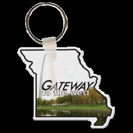 Missouri State Shaped Promotioanl Customized Personalized Keychain. Full Color Key Chains